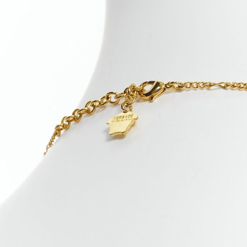 VERSACE Medusa Greca coin medallion gold tone nickel short necklace 3