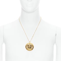 VERSACE Medusa Greca coin medallion gold tone nickel short necklace
