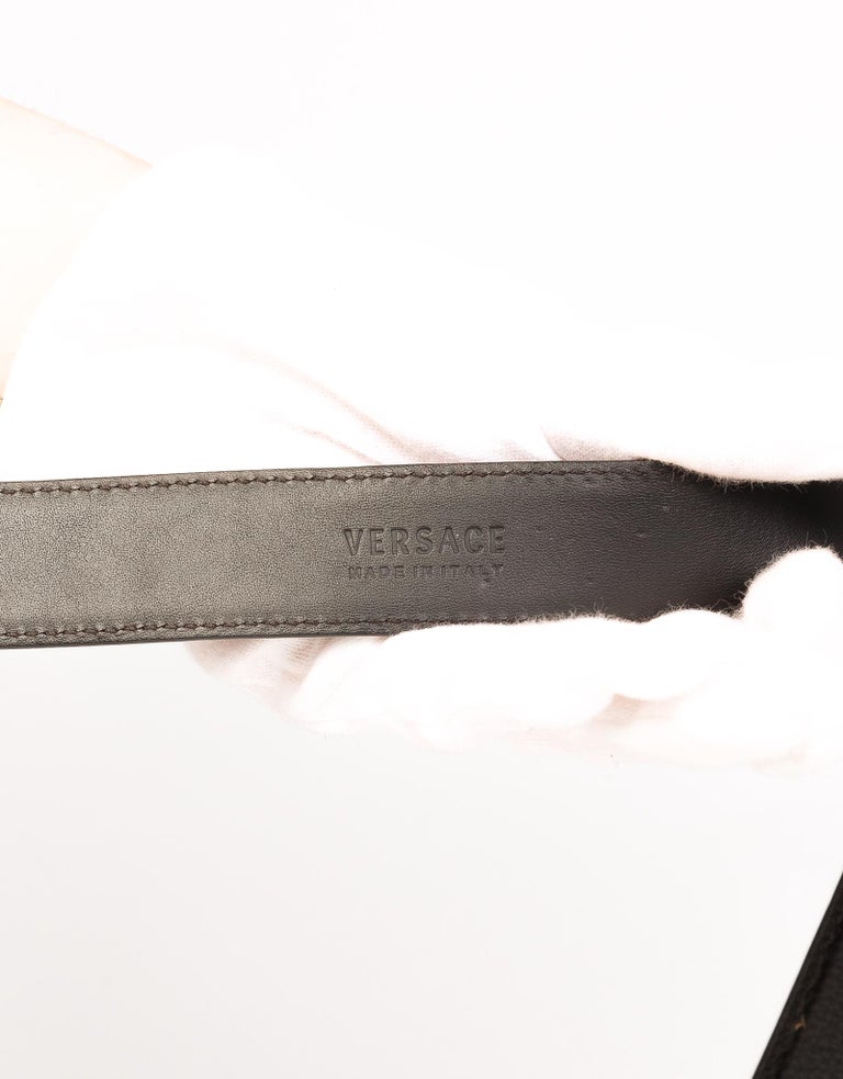 Versace Medusa Head Black Leather Belt (Size 85/34) For Sale at 1stDibs