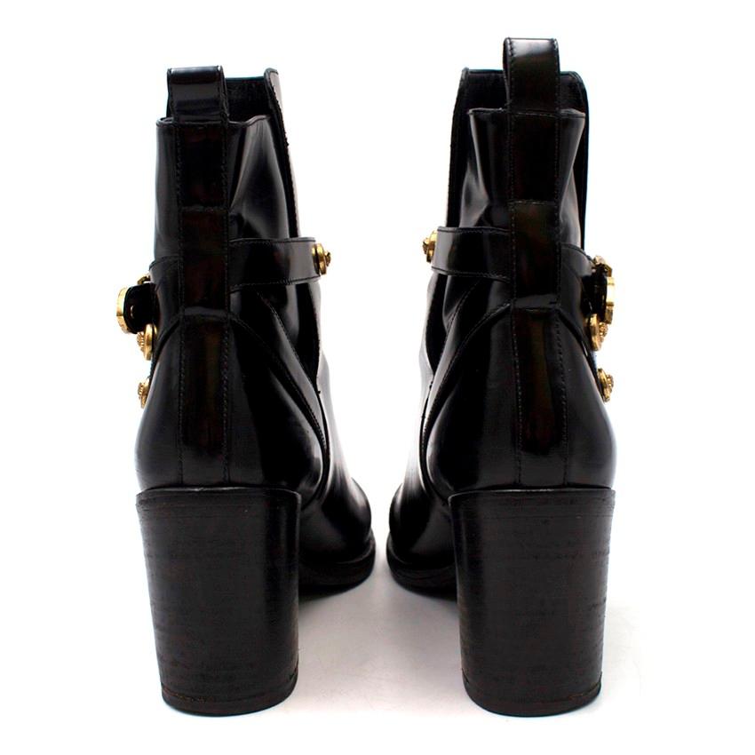 Versace Medusa Head Buckle Black Ankle Boots Size 39 3