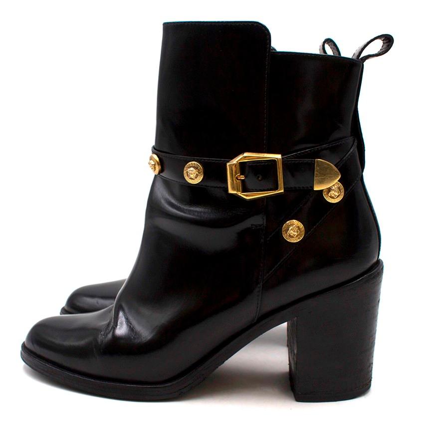 Versace Medusa Head Buckle Black Ankle Boots Size 39 4