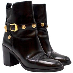 Versace Medusa Head Buckle Black Ankle Boots Size 39