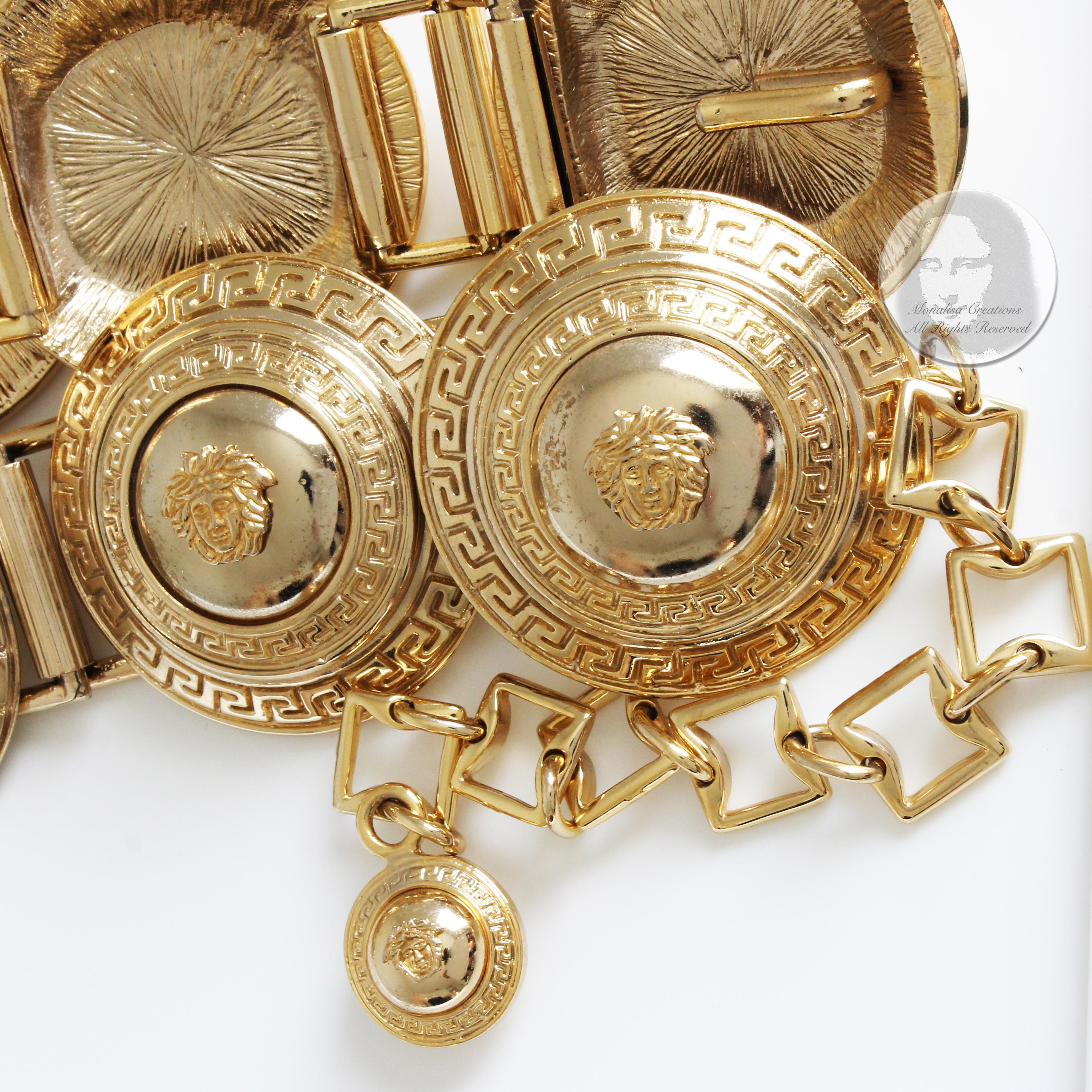 Versace Medusa Head Chain Belt Oversized Medallions Vintage 90s XS  8