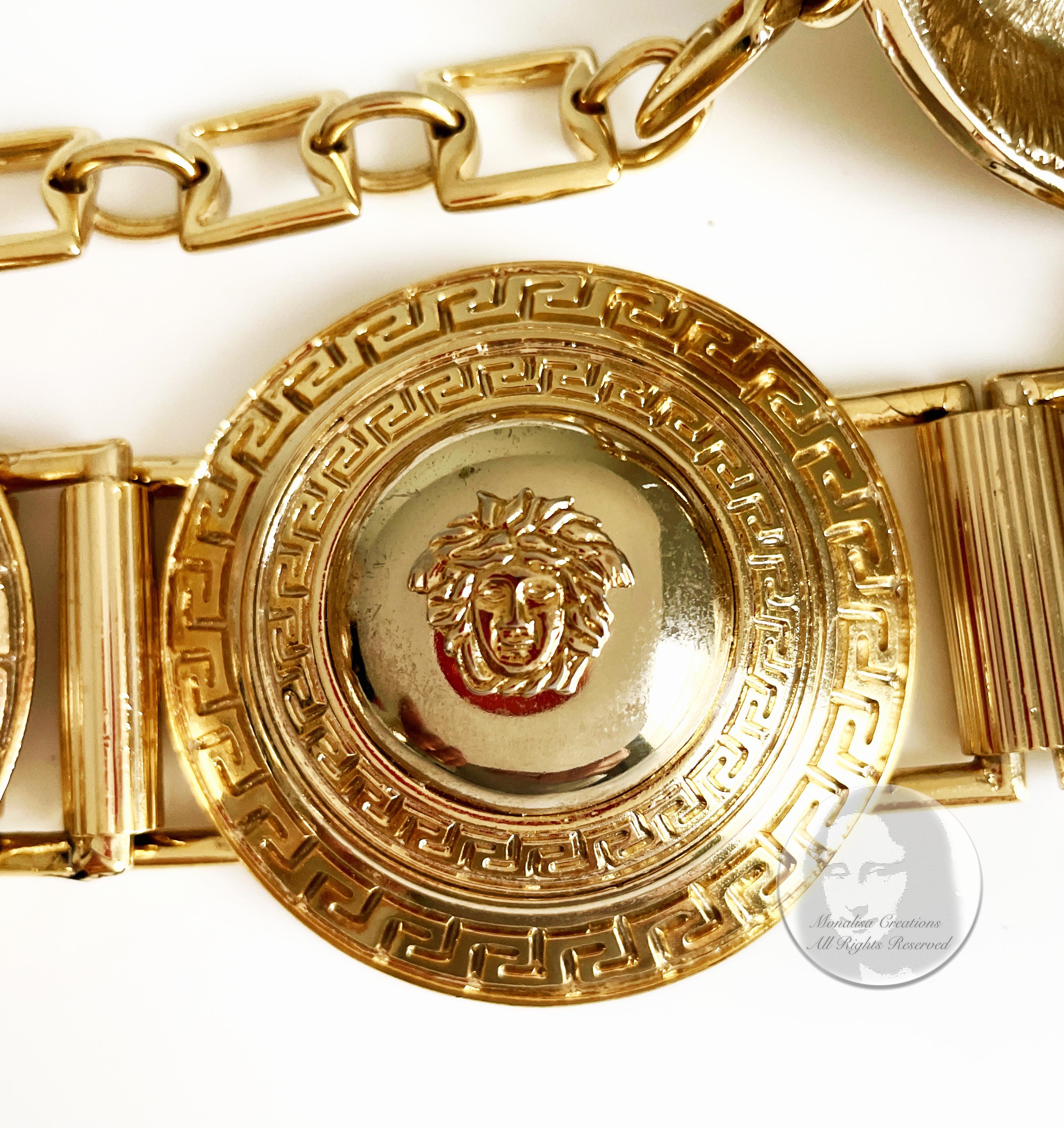 Versace Medusa Head Chain Belt Oversized Medallions Vintage 90s XS  10