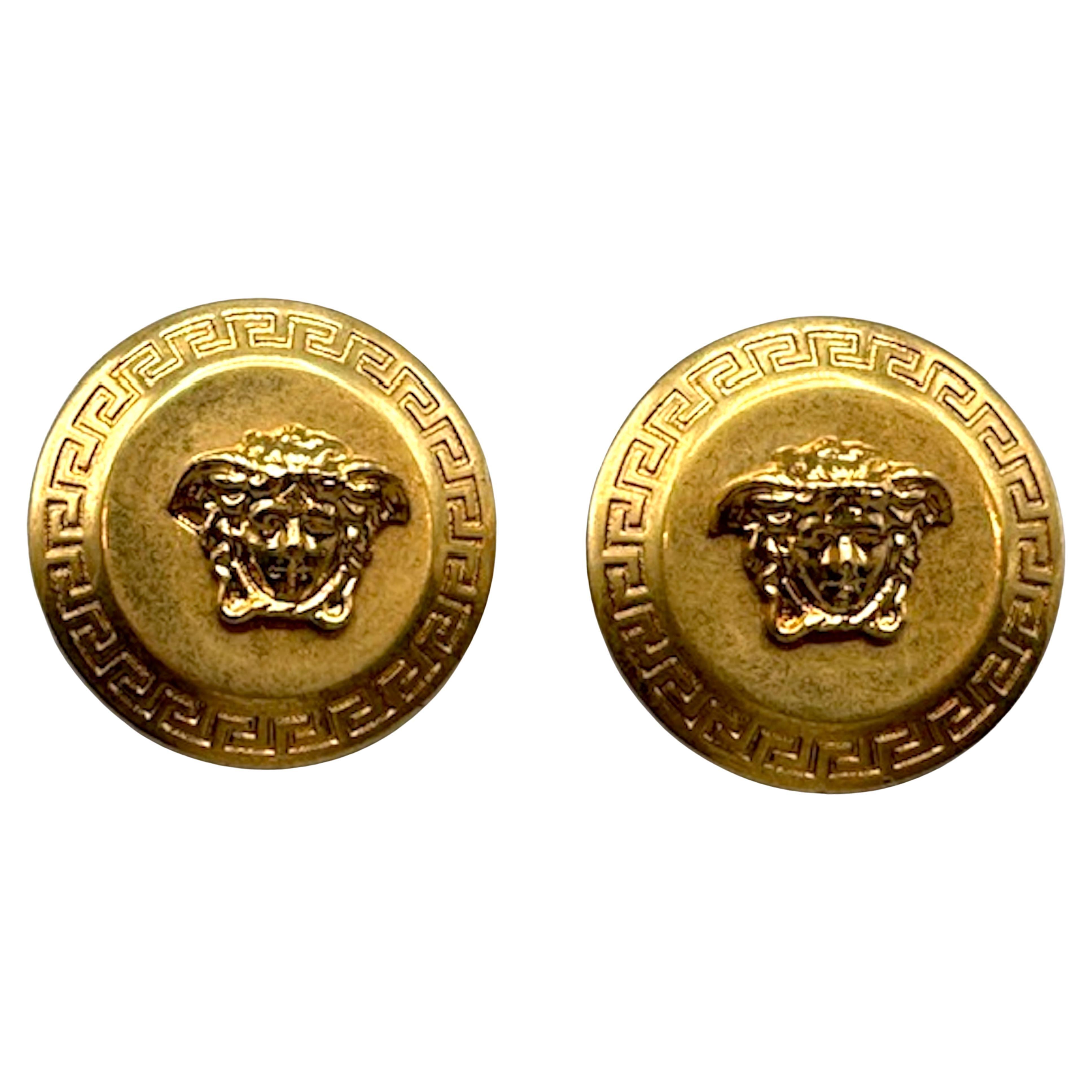 Versace Medusa Head Gold Button Earrings