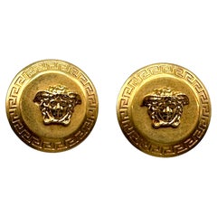 Versace Medusa Head Gold Button Earrings