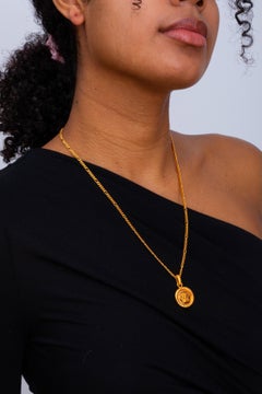 Versace Medusa Head Pendant Chain Gold Tone Necklace