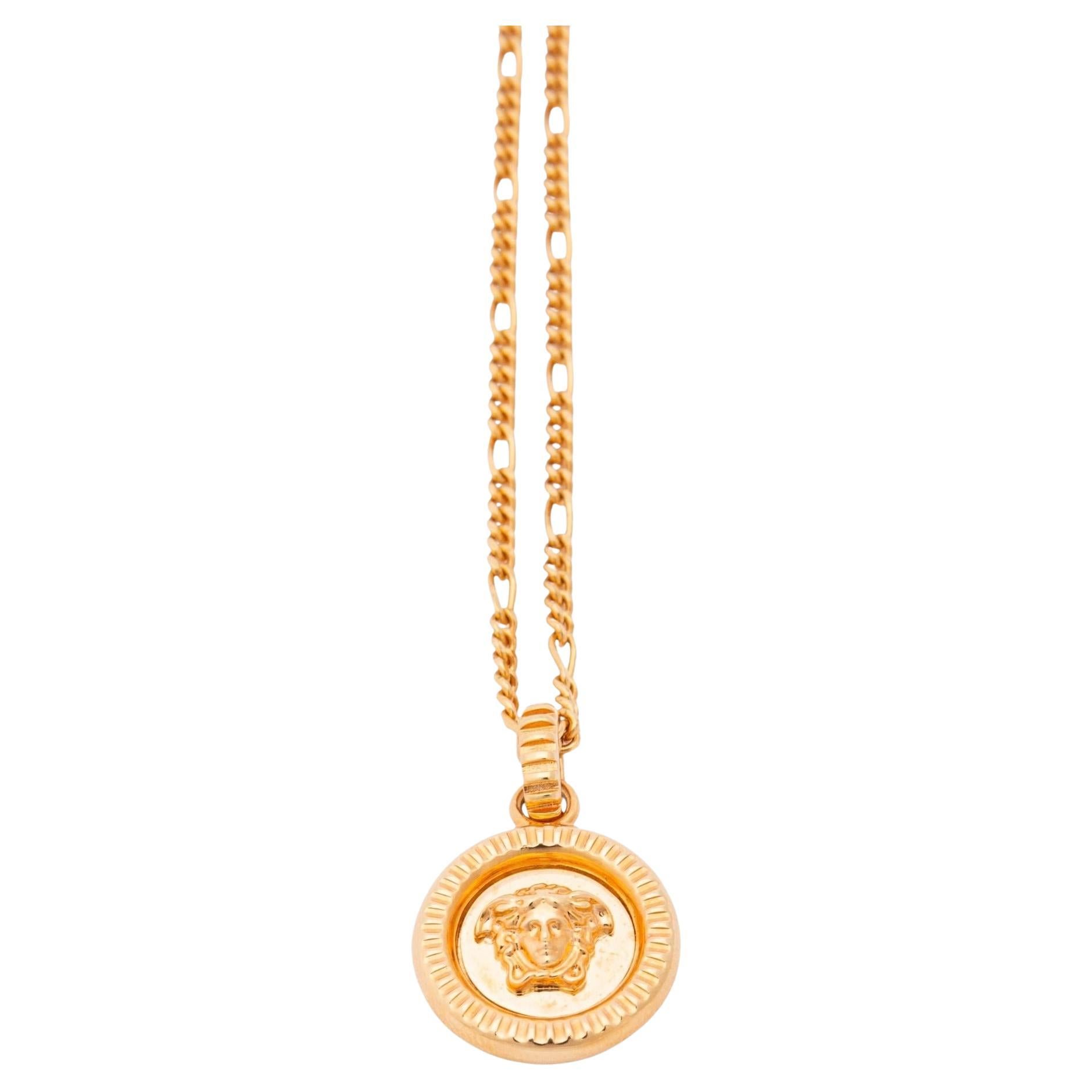 Versace Medusa Head Pendant Chain Gold Tone Necklace For Sale