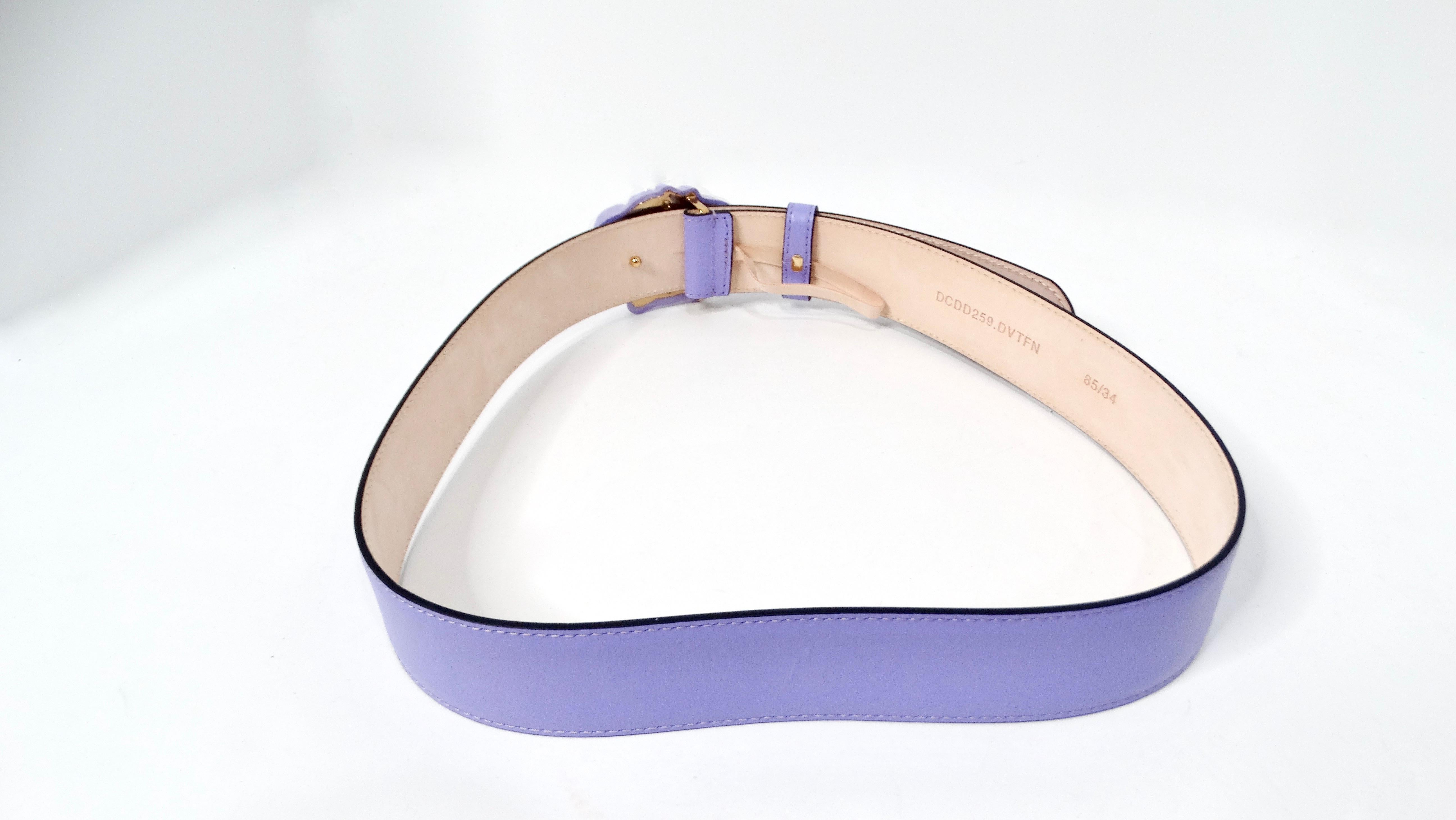 Versace Medusa Light Purple Monochrome Leather Belt For Sale 1