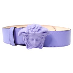 Versace Medusa Light Purple Monochrome Leather Belt