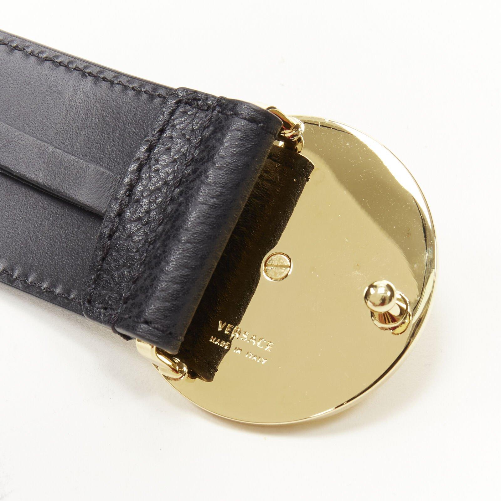 VERSACE Medusa Medallion Coin gold buckle black leather belt 115cm 44-48