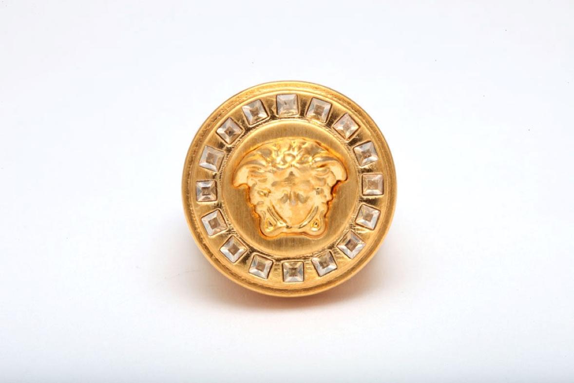 Description: Versace Medusa ring with rhinestones size 7.

Period: Contemporary
Specifications: Size 7