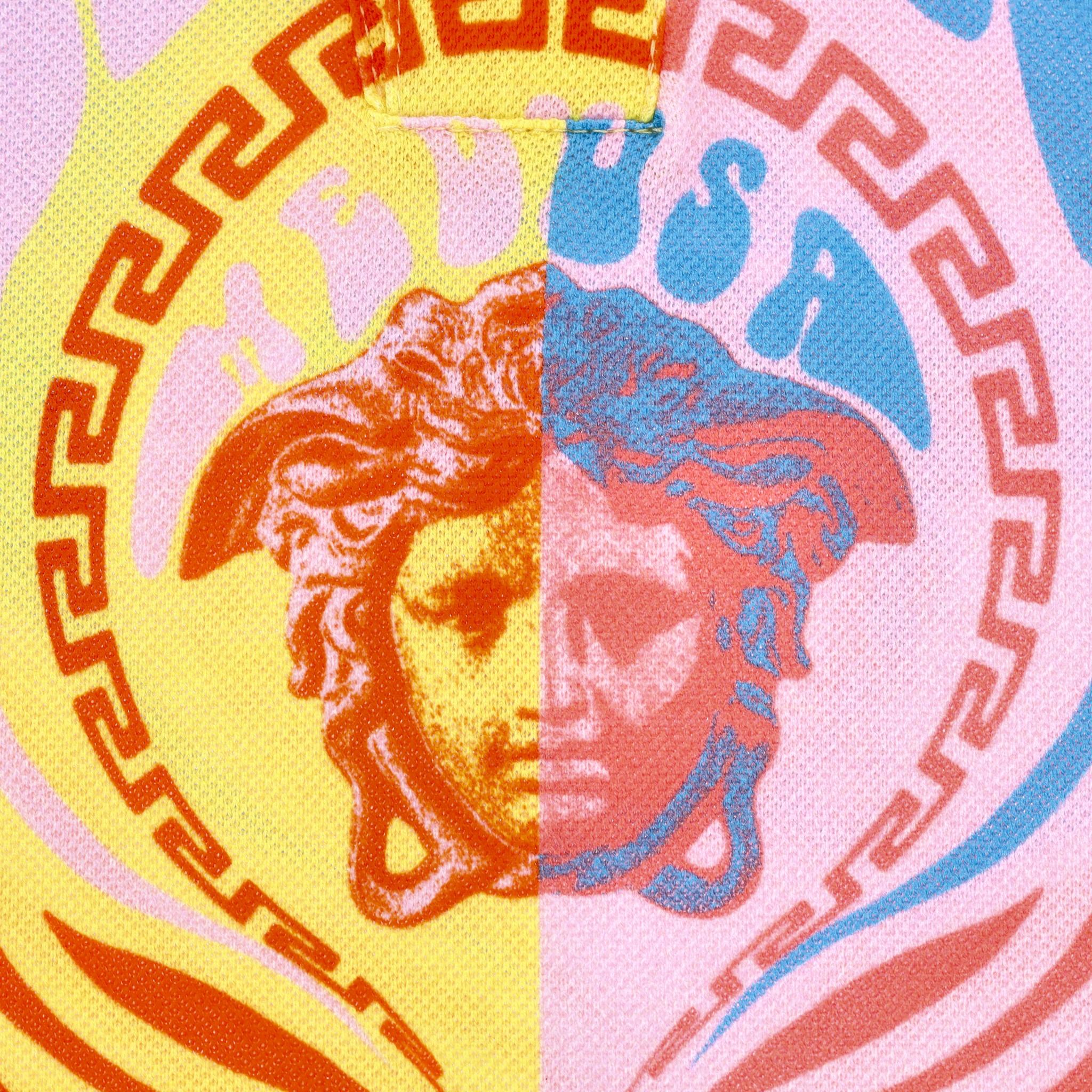 Versace Medusa Music & Greca Print Cotton Polo T-Shirt. Size 2XL 1