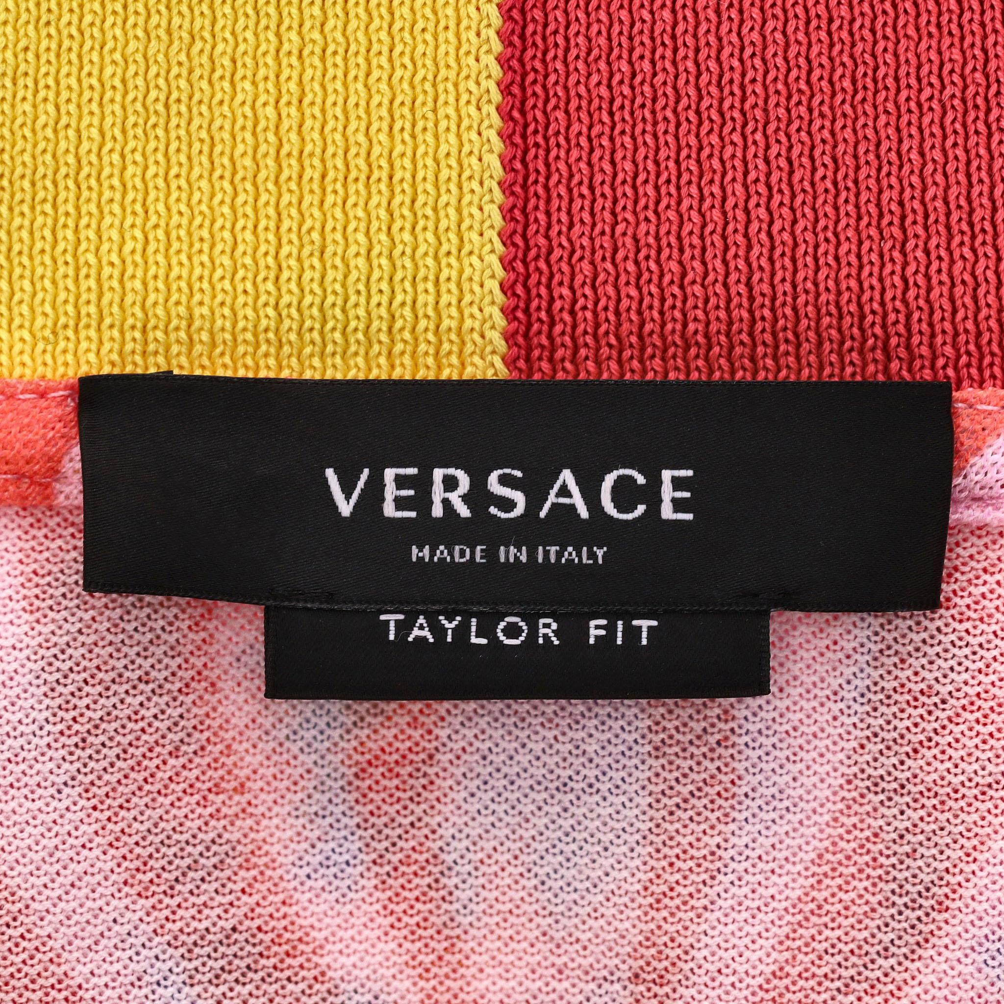 Versace Medusa Music & Greca Print Cotton Polo T-Shirt. Size 2XL 3