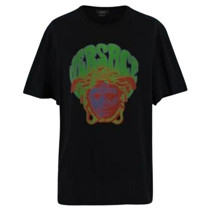 Versace Medusa Music Logo Black Cotton T-Shirt For Sale
