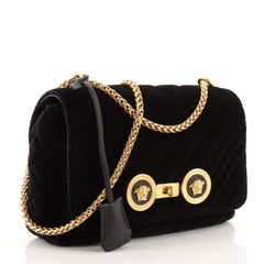 Versace Medusa Padlock Icon Flap Bag Quilted Velvet Medium