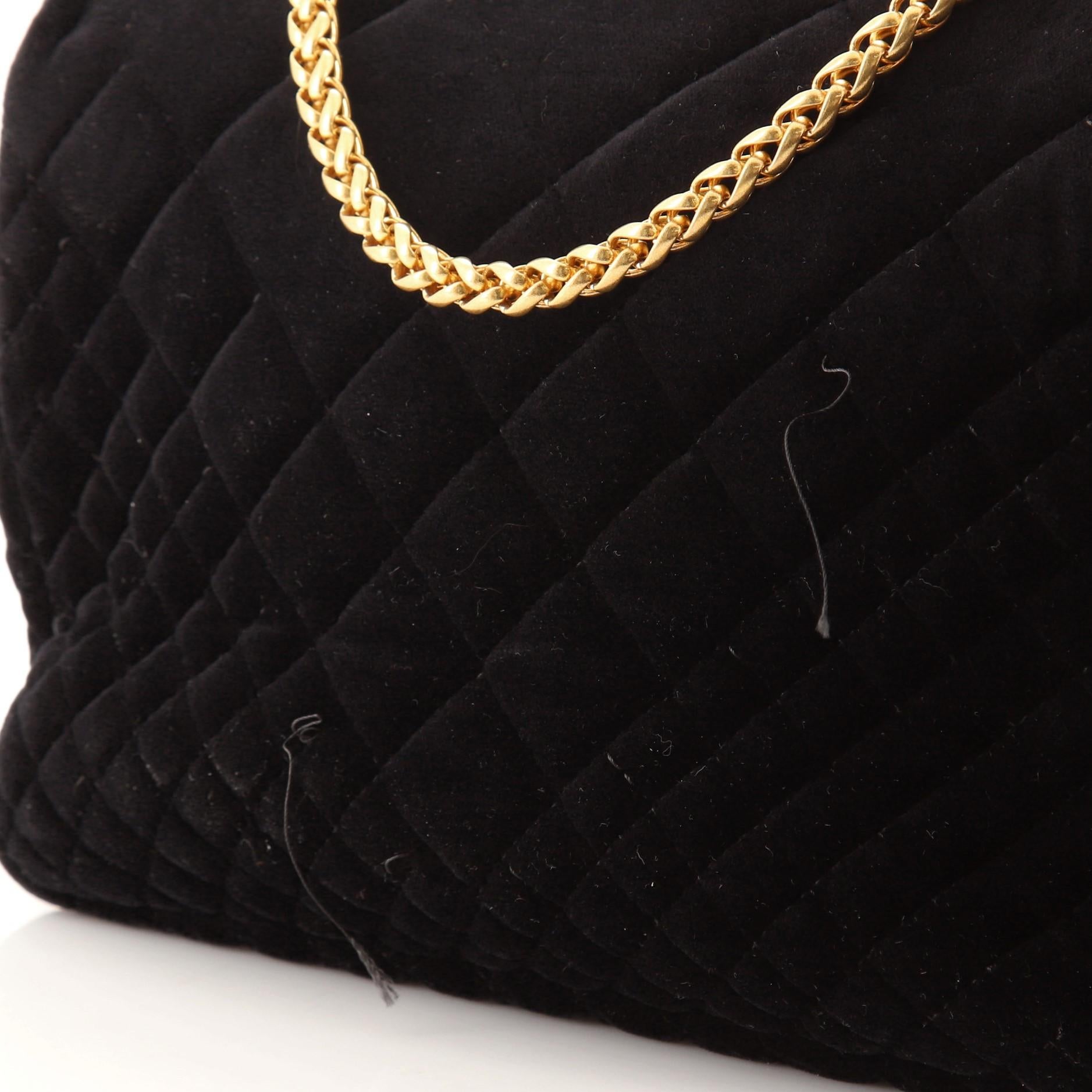 Black  Versace Medusa Padlock Icon Flap Bag Quilted Velvet Medium