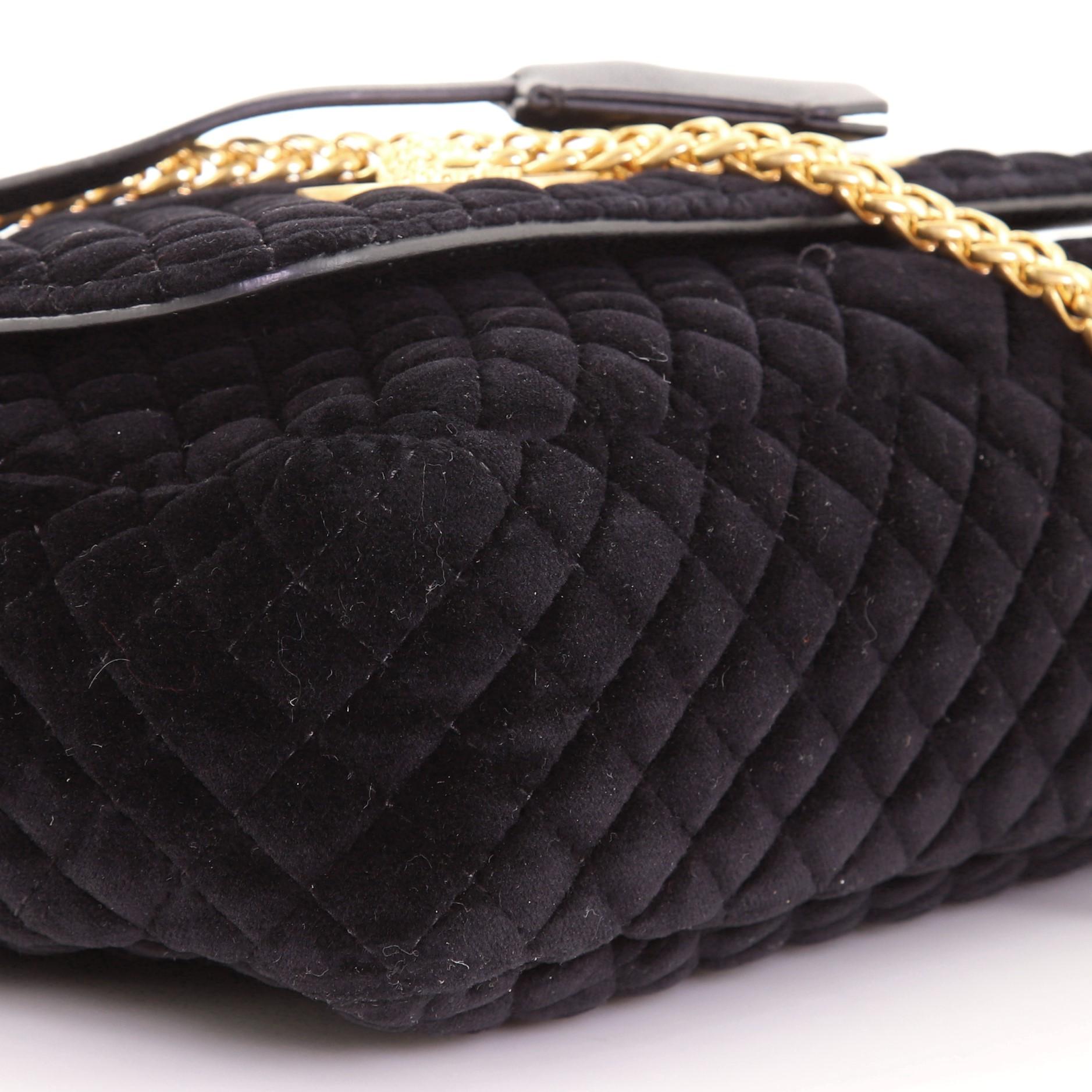  Versace Medusa Padlock Icon Flap Bag Quilted Velvet Medium In Good Condition In NY, NY