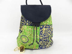 Versace Medusa Paisley Pattern 867046 Green Canvas Backpack