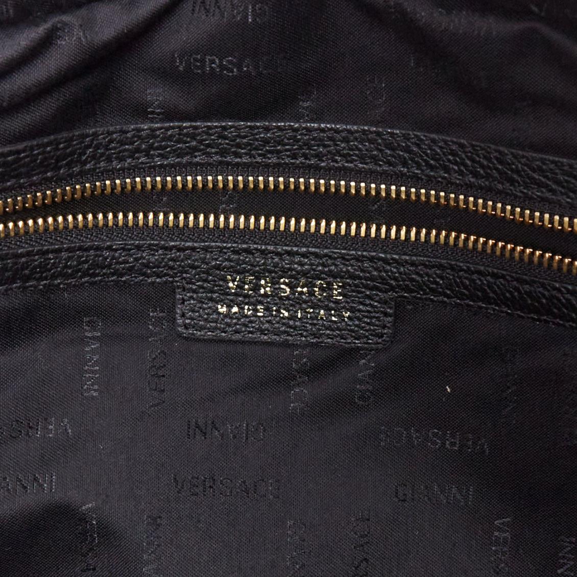 VERSACE Medusa Palazzo schwarzes Kalbsleder goldenes Emblem Laptop Aktentasche im Angebot 5