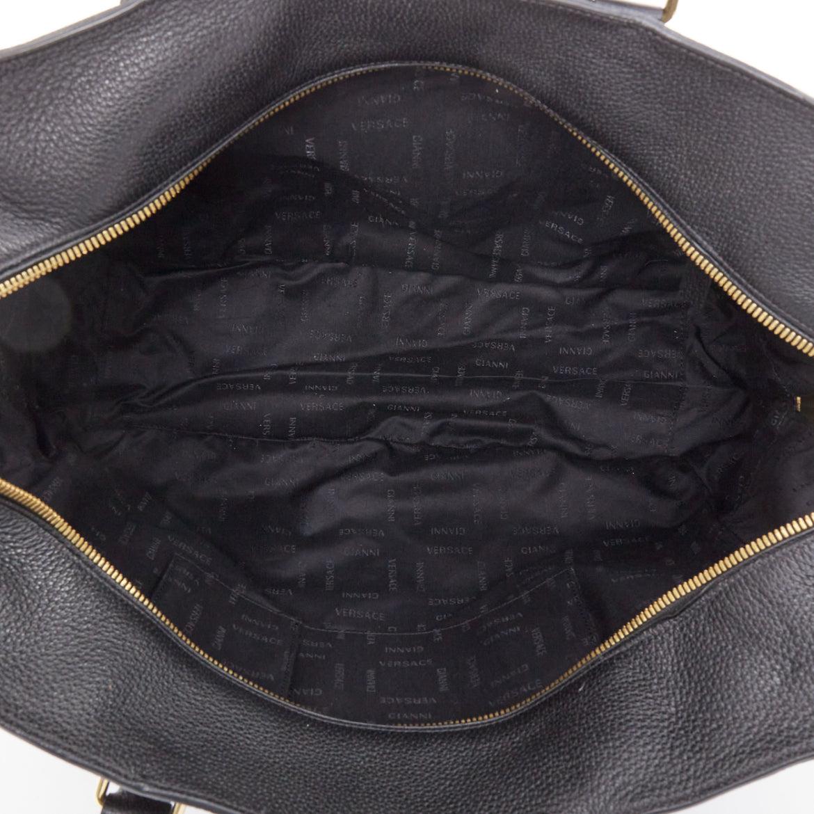 VERSACE Medusa Palazzo schwarzes Kalbsleder goldenes Emblem Laptop Aktentasche im Angebot 4