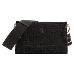 Versace Medusa Palazzo Convertible Wristlet Pouch Crystal Embellished Leather