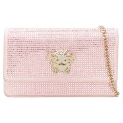 VERSACE Medusa Palazzo gold emblem pink strass crystal embellished crossbody bag