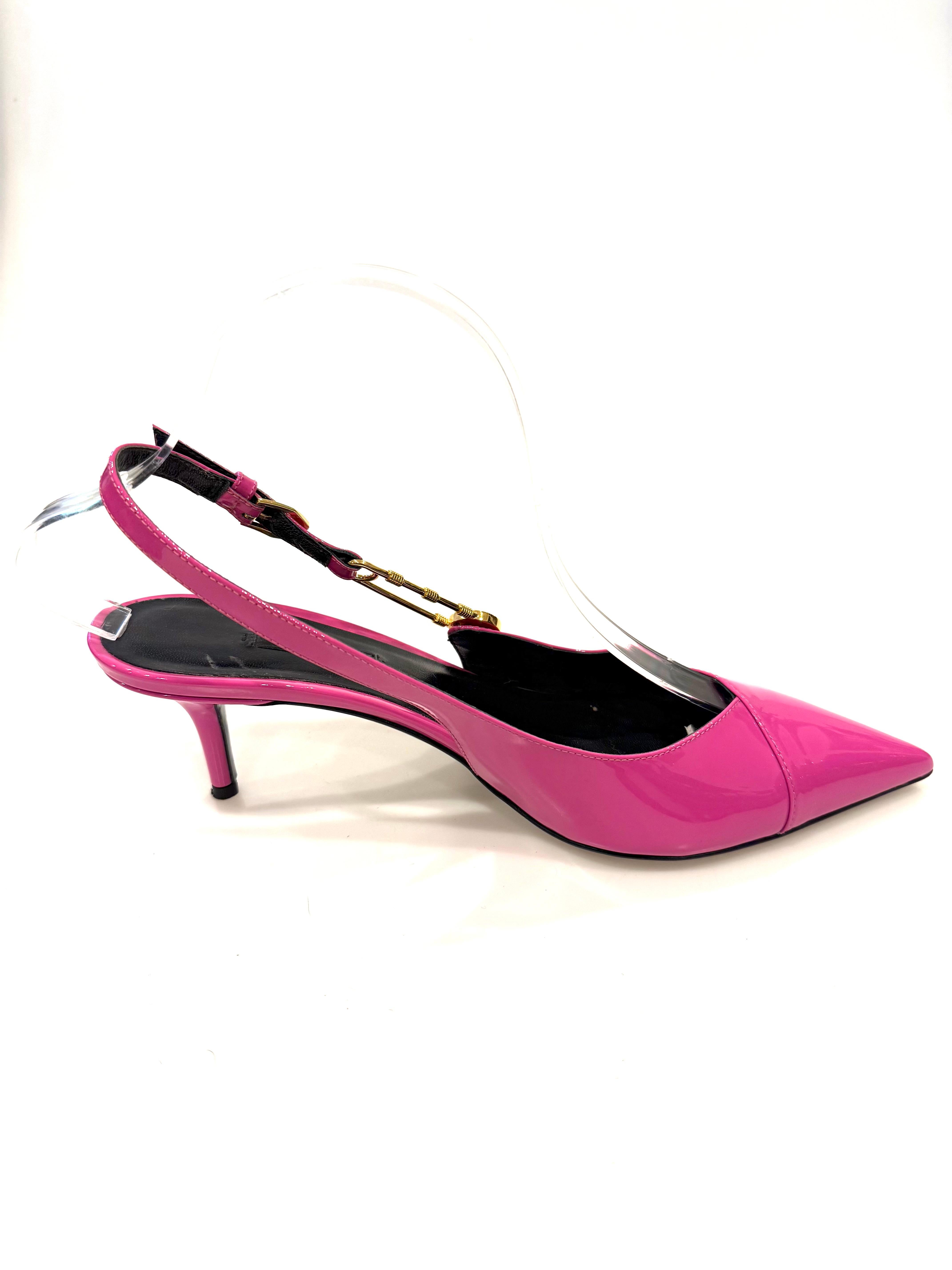 Versace Medusa Rosa Lackleder Slingback Pumps  Größe 39 Damen im Angebot