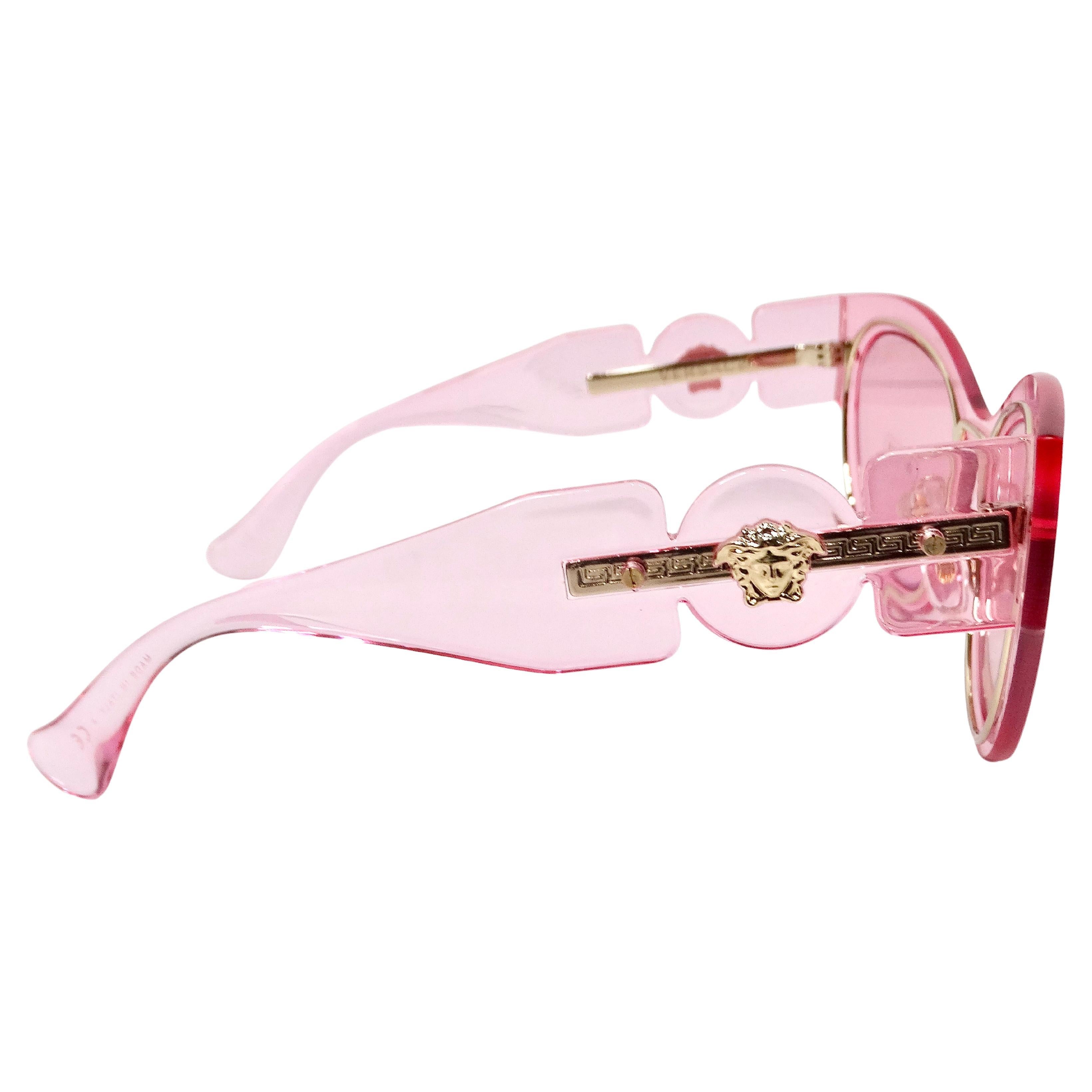 Gafas de sol con montura de mariposa Versace Medusa rosa transparente circa Y2K Rosa en venta