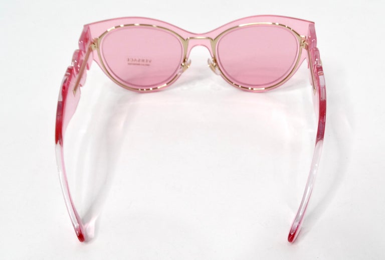 Versace Medusa Pink Transparent Butterfly Frame Sunglasses circa