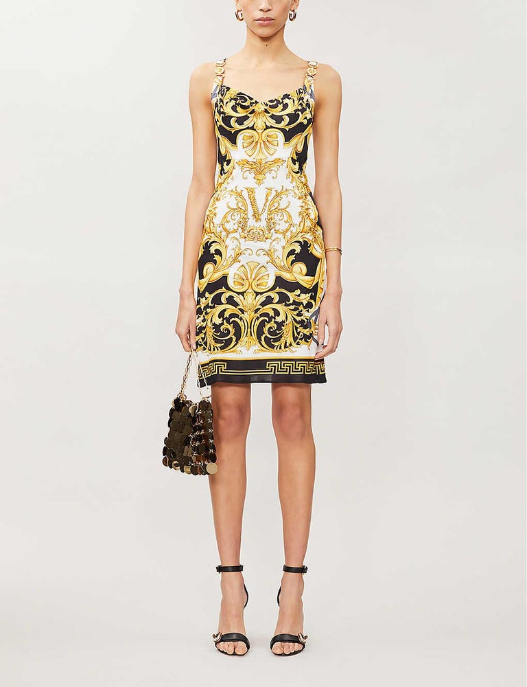 VERSACE BAROQUE MEDUSA PRINTED STRETCH JERSEY MINI Dress 40 - 4 For Sale at  1stDibs | versace print dress, versace barocco