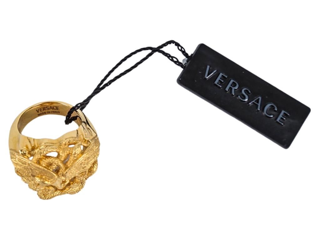 VERSACE MEDUSA RING - Matte and Shiny Gold In New Condition For Sale In London, GB