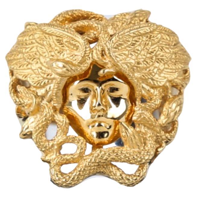 VERSACE MEDUSA RING - Matte and Shiny Gold For Sale