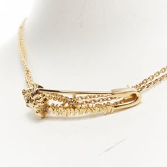 VERSACE Medusa Safety Pin pendant gold tone nickel short necklace choker