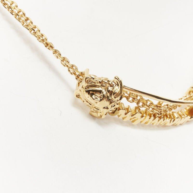 Women's VERSACE Medusa Safety Pin pendant gold tone nickel short necklace choker For Sale