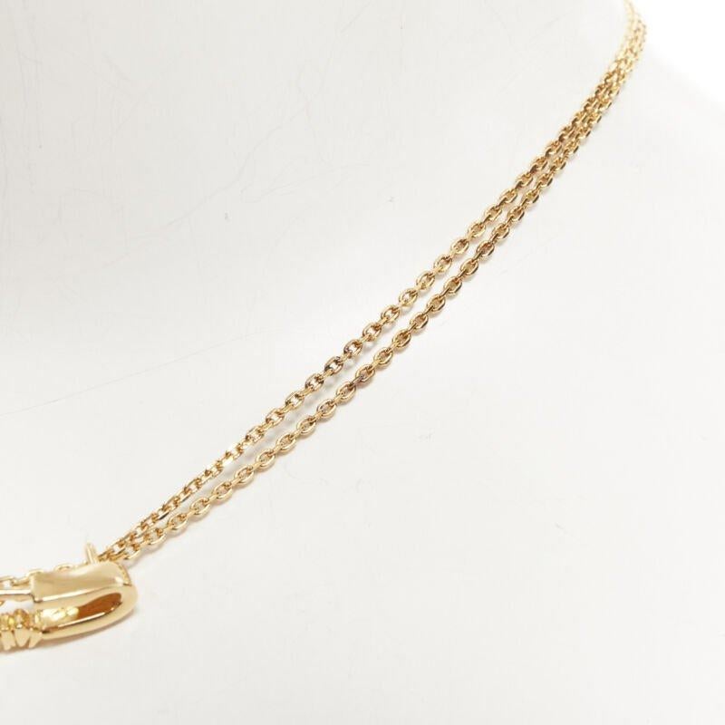 VERSACE Medusa Safety Pin pendant gold tone nickel short necklace choker For Sale 3