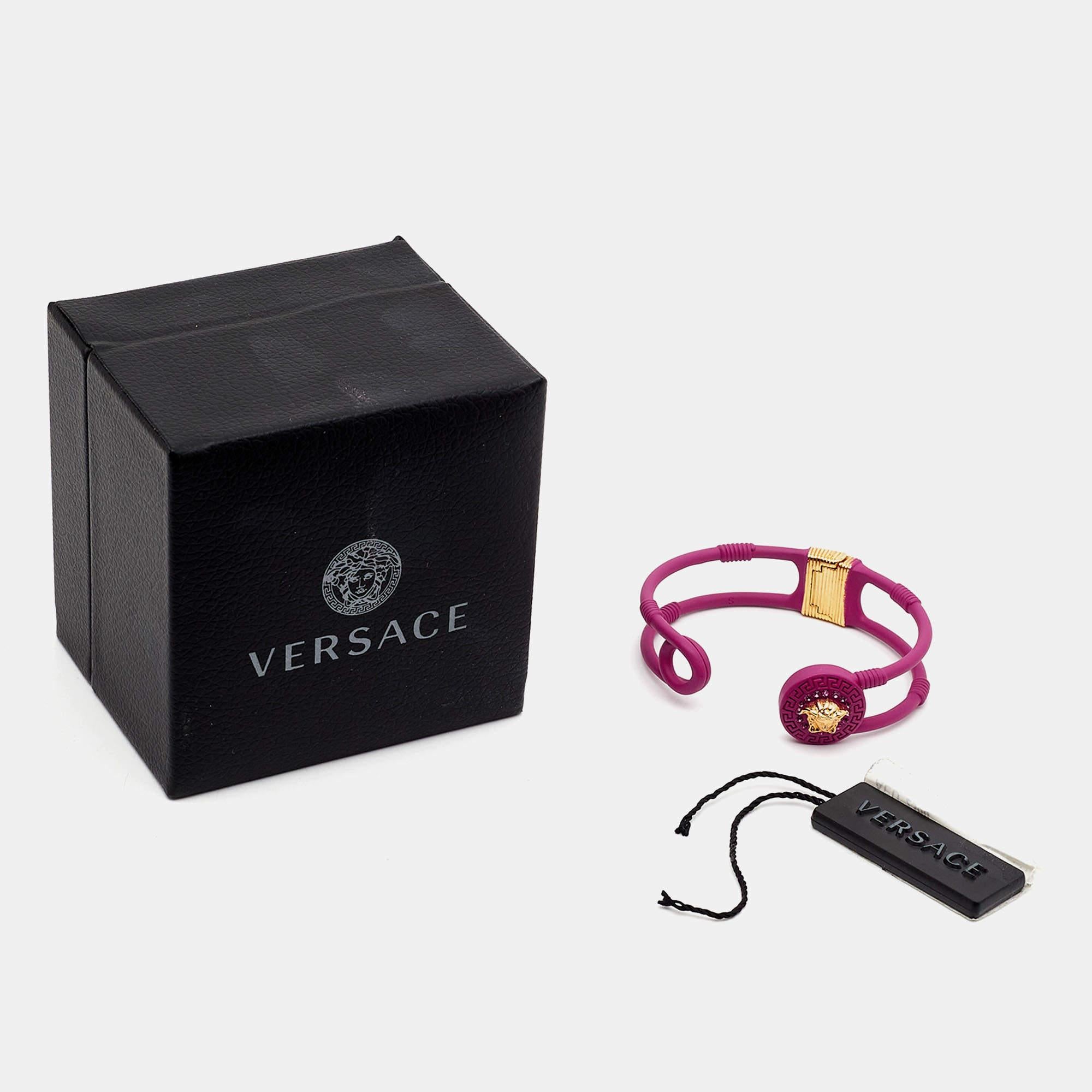 Versace Medusa Safety Pin Two Tone Metal Crystal Bracelet 1