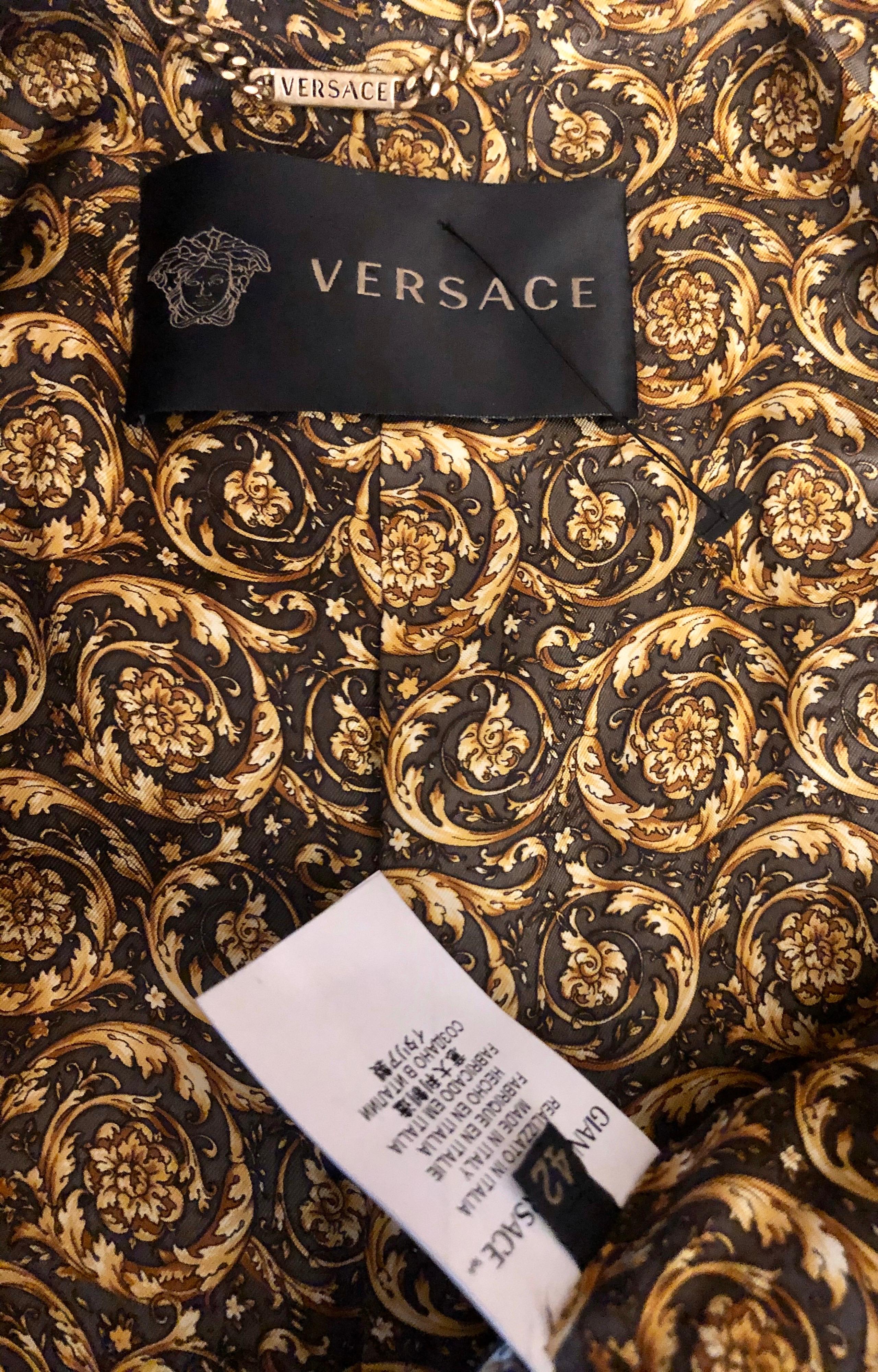 Black Versace Medusa Signature Print Jacket Rain Coat 