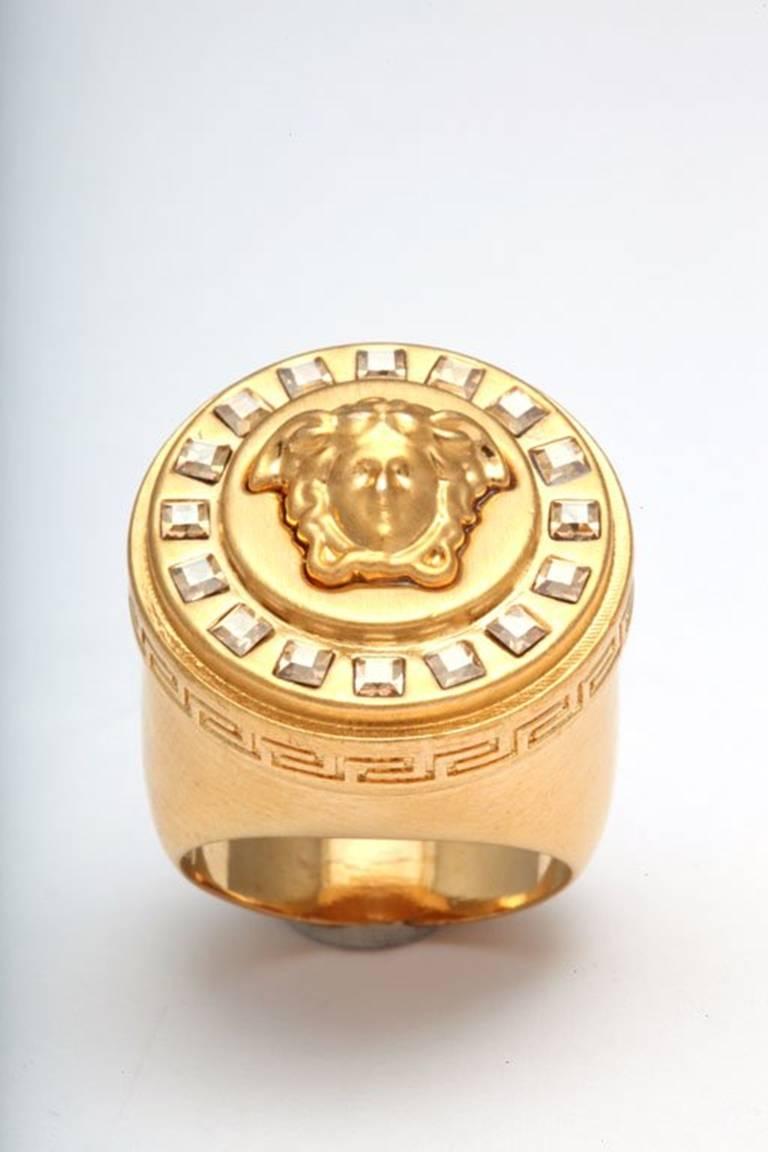 Versace Medusa Size 7 Motif Ring With Rhinestones For Sale 1