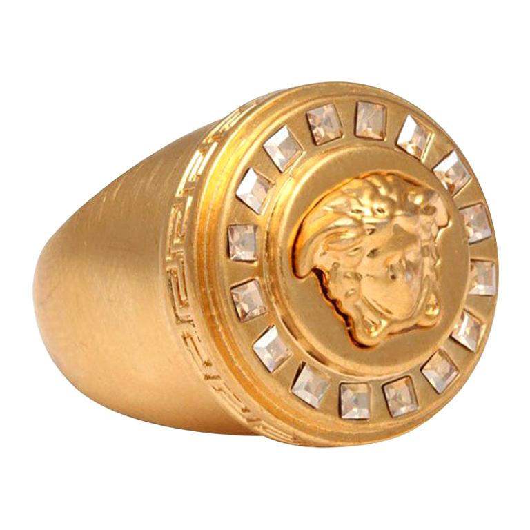 Versace Medusa Size 7 Motif Ring With Rhinestones For Sale