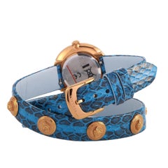 Versace Medusa Stud Icon Quartz Blue Leather Watch VERF00418