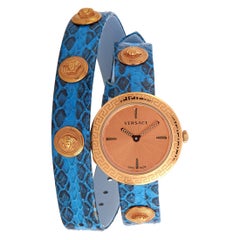 Versace Medusa Stud Icon Quartz Blue Leather Watch VERF00418
