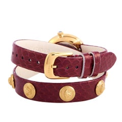 Versace Medusa Stud Icon Quartz Burgundy Leather Watch VERF01118