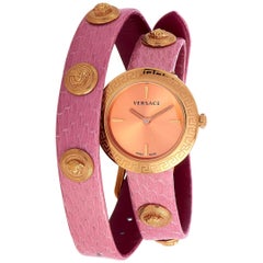 Versace Medusa Stud Icon Quartz Pink Leather Watch VERF00518