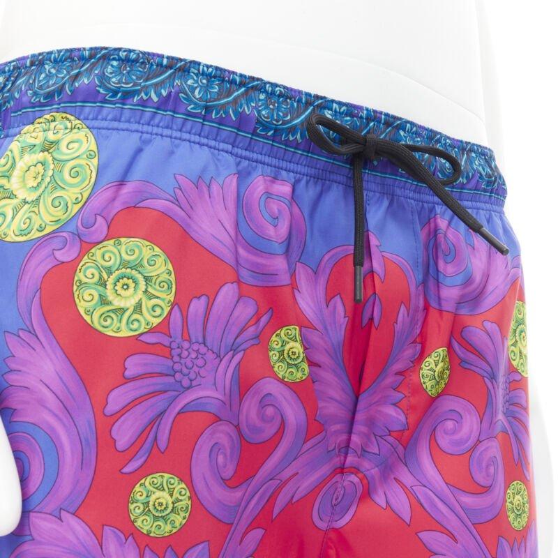 VERSACE Medusa Trionfo Garden blue purple Barocco  swim trunk shorts IT5 L For Sale 2