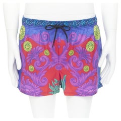 VERSACE Medusa Trionfo Garden blue purple Barocco swim trunk shorts IT6 XL