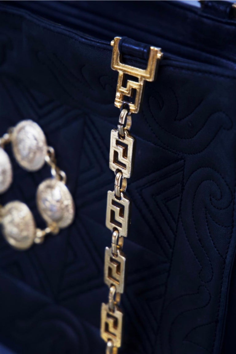 Versace Medusa Vintage Leather Bag with Gold Belt For Sale 5