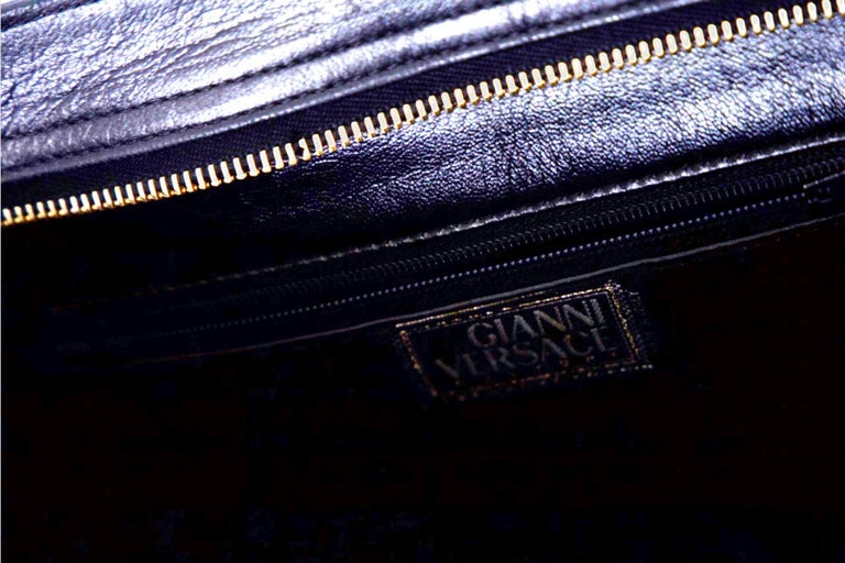 Versace Medusa Vintage Leather Bag with Gold Belt For Sale 6