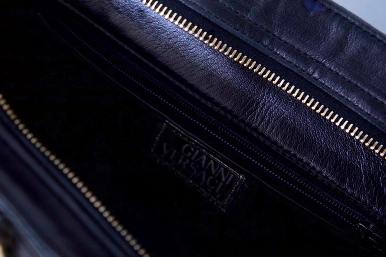 Versace Medusa Vintage Leather Bag with Gold Belt For Sale 2