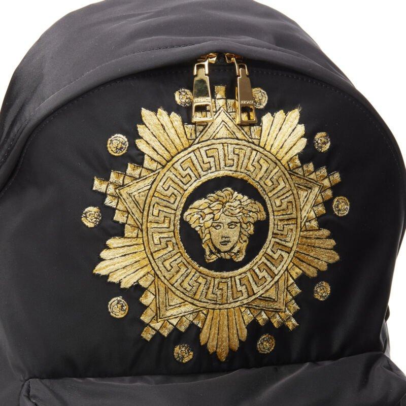 VERSACE Medusa Western Starburst embroidered black nylon backpack 2